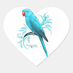 Blauwe Indische ringnek Parrot Hart Sticker