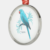 Blauwe Indische ringnek Parrot Metalen Ornament (Links)