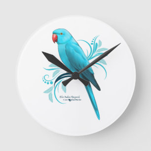 Blauwe Indische ringnek Parrot Ronde Klok