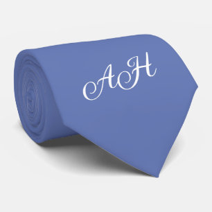 Blauwe Initiaal Bruidsjonkers Monogram Geborduurd Stropdas