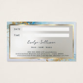 blauwe inkt marmer afspraak kaart (Achterkant)