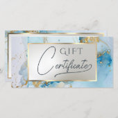 Blauwe inkt marmer cadeaubon (Voorkant / Achterkant)