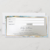 Blauwe inkt marmer cadeaubon (Achterkant)