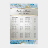 Blauwe inkt Marmer prijslijst Acryl Bord (Voorkant)