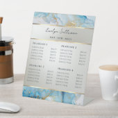 blauwe inkt marmer prijslijst reclamebord met voetstuk (Insitu)