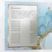 Blauwe inkt marmeren drievoudige brochure drieluik kaart (Binnenzijde eerst)