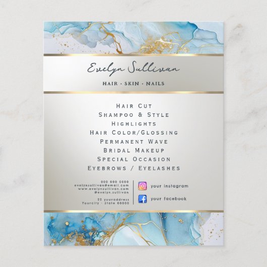 Blauwe inkt marmeren flyer (Voorkant)