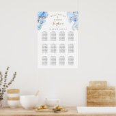 blauwe inkt marmeren plons doop zitgrafiek poster (Keuken)