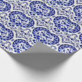 Blauwe inktharten op wit -  Nederlandse stijl Cadeaupapier (Hoek)