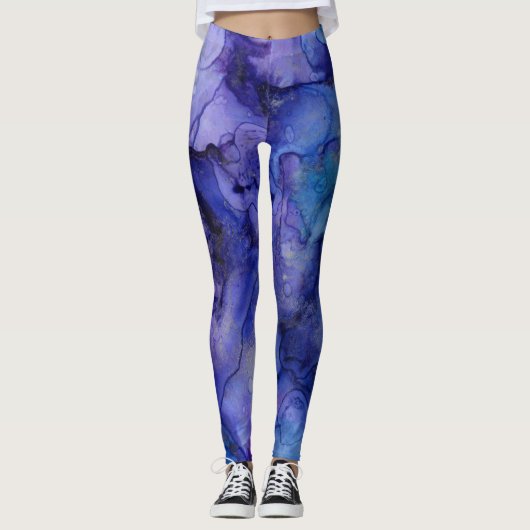 Blauwe inktschaduwen leggings (Voorkant)