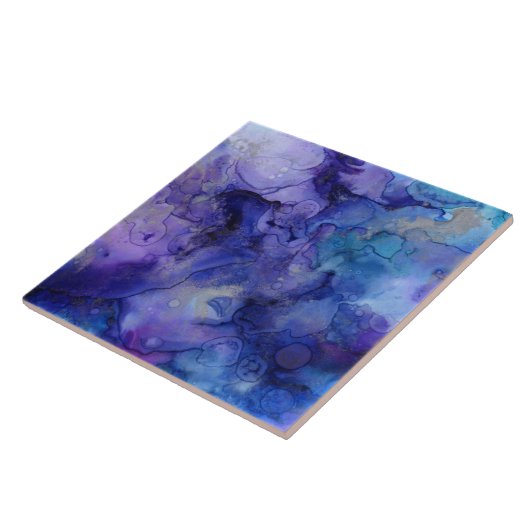 Blauwe inktschaduwen tegeltje (Zijkant)