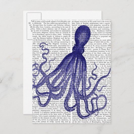 Blauwe inktvis 5 briefkaart (Voorkant / Achterkant)