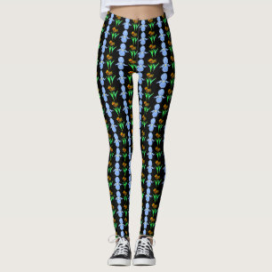 Blauwe inktvis een gele en rode tulpen leggings