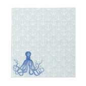  blauwe inktvis met ankers notitieblok (Voorkant)