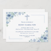 Blauwe inspiratie religieuze uitnodiging (Voorkant / Achterkant)