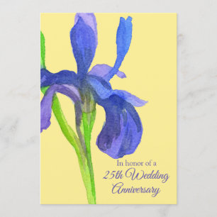 Blauwe Iris 25-jarig Huwelijksjubileum Feest Kaart