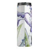 Blauwe Iris Art florale Waterverf Bloemwormen Thermosbeker (Achterkant)