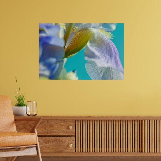 Blauwe iris, blauwe hemelcanvasafdruk poster (Woonkamer 2)