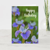 Blauwe Iris Bloem Bloemen Gelukkige Verjaardag