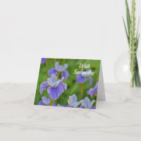 Blauwe iris bloem met sympathie condoleance