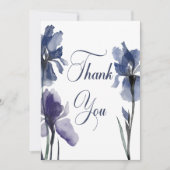 Blauwe iris bloemen moderne bruiloft bedankkaart (Voorkant)