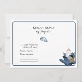 Blauwe iris bloemenkust strand bruiloft RSVP-kaart Kaart (Voorkant)