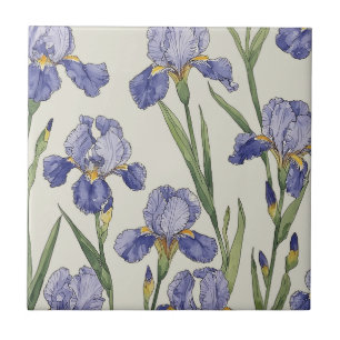 Blauwe Iris Bloesems Tegeltje