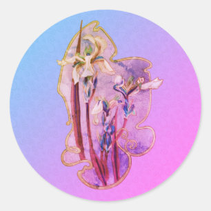 Blauwe Iris Floral Art versteld Ronde Sticker