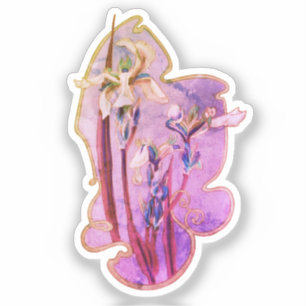 Blauwe Iris Floral Art versteld Sticker