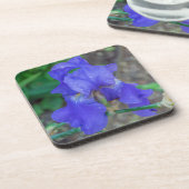 Blauwe iris harde plastic onderzetters (Linkerzijde)