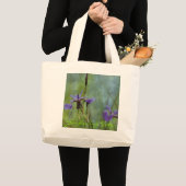 Blauwe Iris impressionist bloementuintas Grote Tote Bag (Voorkant (product))