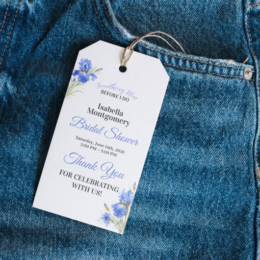 Blauwe Iris Something Blue Bruiloft Feest Bedankt Cadeaulabel