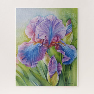 Blauwe Iris Watercolor Puzzle  Legpuzzel