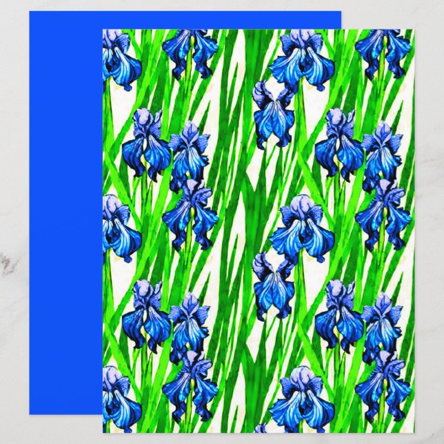 Blauwe iris Waterverf (Voorkant / Achterkant)