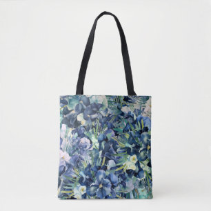 Blauwe iris Waterverf achtergrond patroon Draagtas