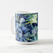 Blauwe iris Waterverf achtergrond patroon Koffiemok (Voorkant links)