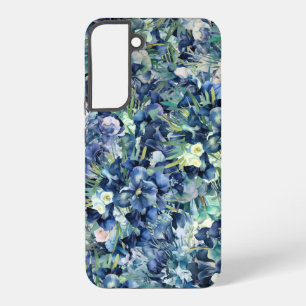 Blauwe iris Waterverf achtergrond patroon Samsung Galaxy Hoesje