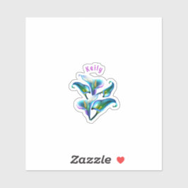 Blauwe iriserende holografische Calla lelies Sticker