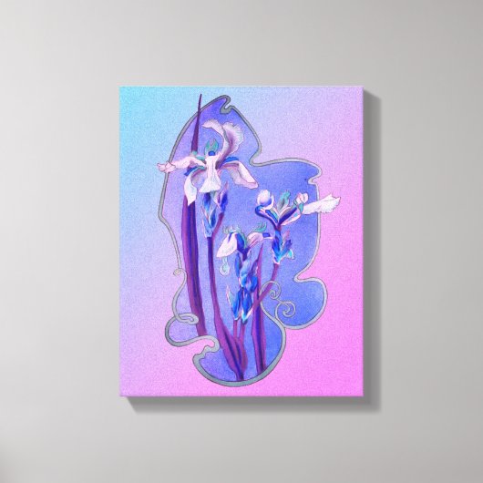 Blauwe Irisse Floral Art Canvas Afdruk (Voorkant)
