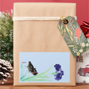 Blauwe Irissen en Moorhens door Ohara Koson Rechthoekige Sticker