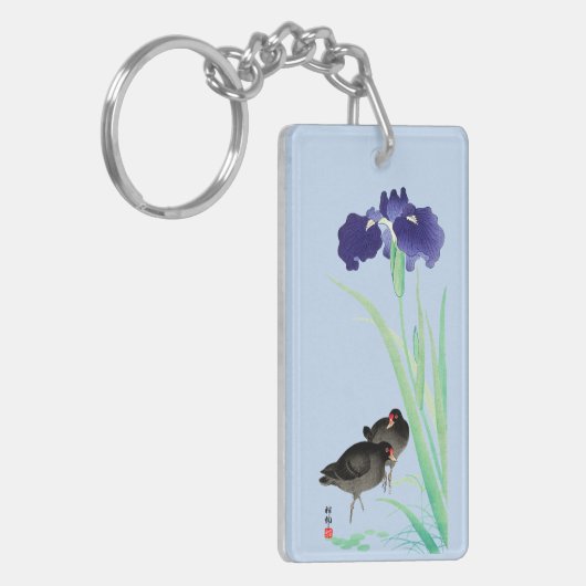 Blauwe Irissen en Moorhens door Ohara Koson Sleutelhanger (Voorkant Links)