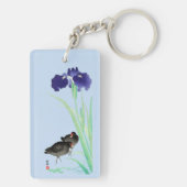 Blauwe Irissen en Moorhens door Ohara Koson Sleutelhanger (achterkant)