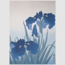 Blauwe Irissen Schilderij door Ohara Koson Decoup