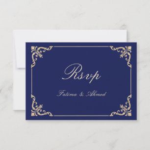 Blauwe Islamitische Moslim Bruiloft RSVP Kaart