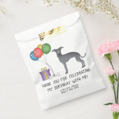 Blauwe Italiaanse Greyhound Cartoon Dog Birthday Bedankzakje (Gezegeld)