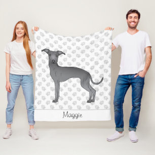 Blauwe Italiaanse Greyhound Cartoonhond Met Een Na Fleece Deken