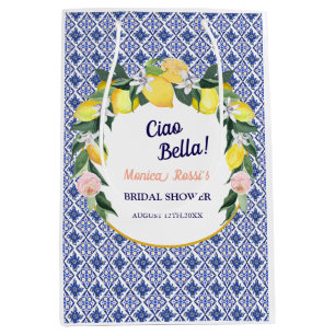 Blauwe Italiaanse Tegelwerk Citroenen Ciao Bella B Medium Cadeauzakje