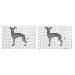 Blauwe Italiaanse Windhond Cartoon Hond Met Pootje Kussensloop