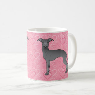 Blauwe Italiaanse Windhond Schattige Hond Op Roze Koffiemok