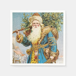 blauwe jachtluipaard met kerstboom servet